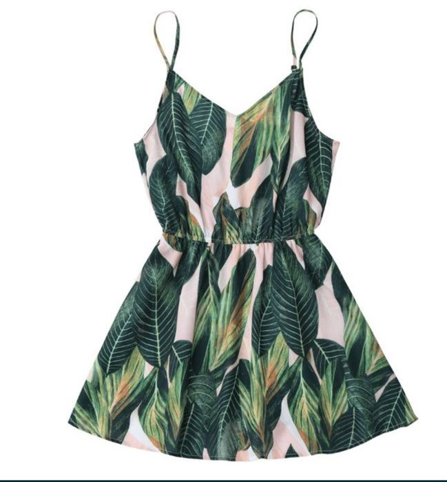 Sukienka letnia liście S  tropic kwiaty