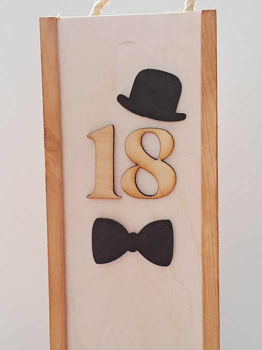 Pudełko na wino Urodziny 18 Pamiątka Prezent Handmade