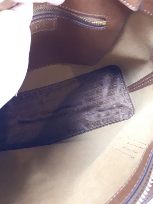 Ekskluzywna torebka RALPH LAUREN brązowa koniakowa kuferek elegancka