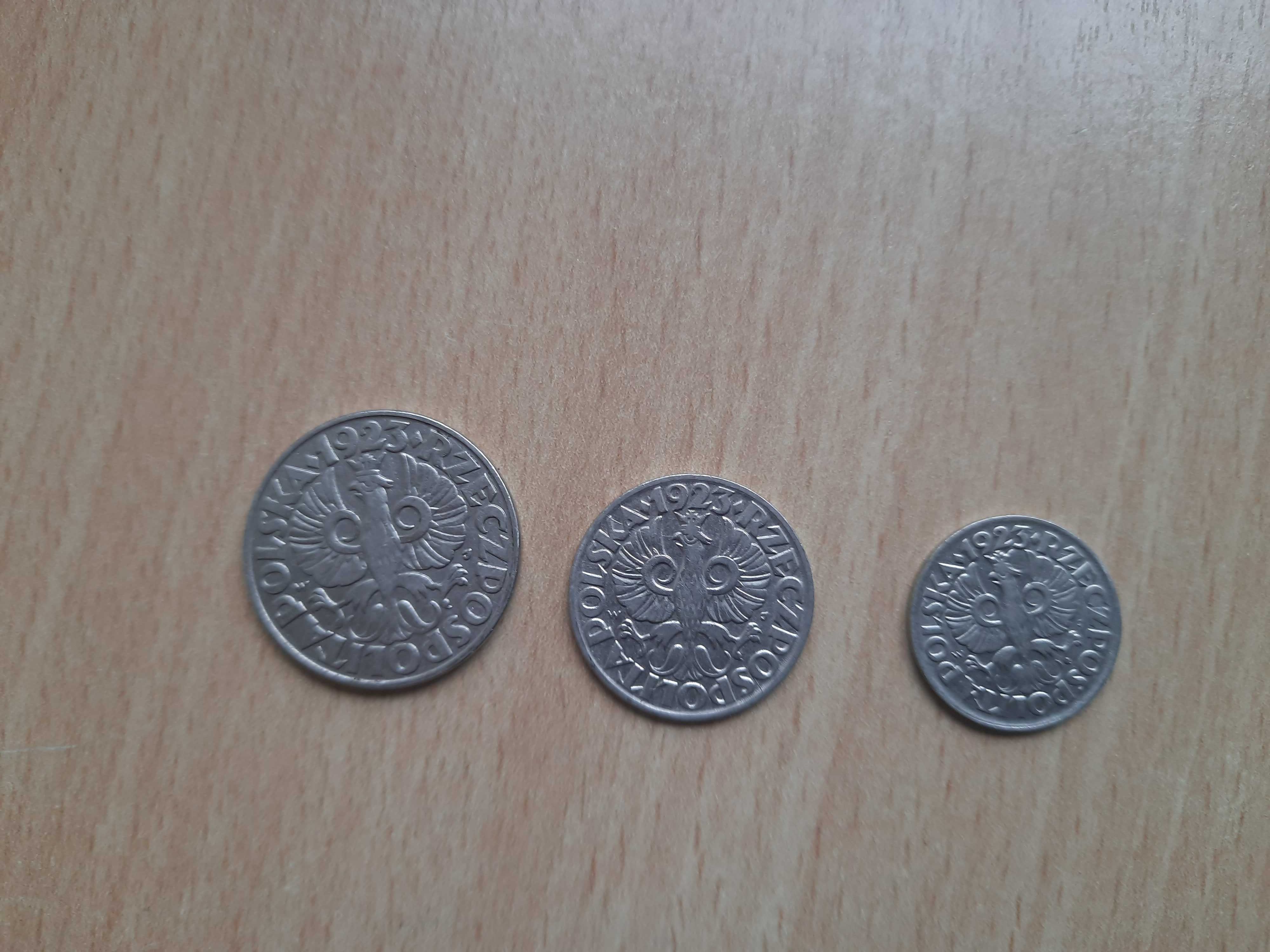 Stare monety 1 zł 0,50gr, 0,20gr i 0,10 i 5 gr z 1923r
