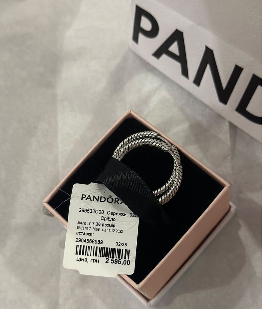 Сережки для намистин Pandora