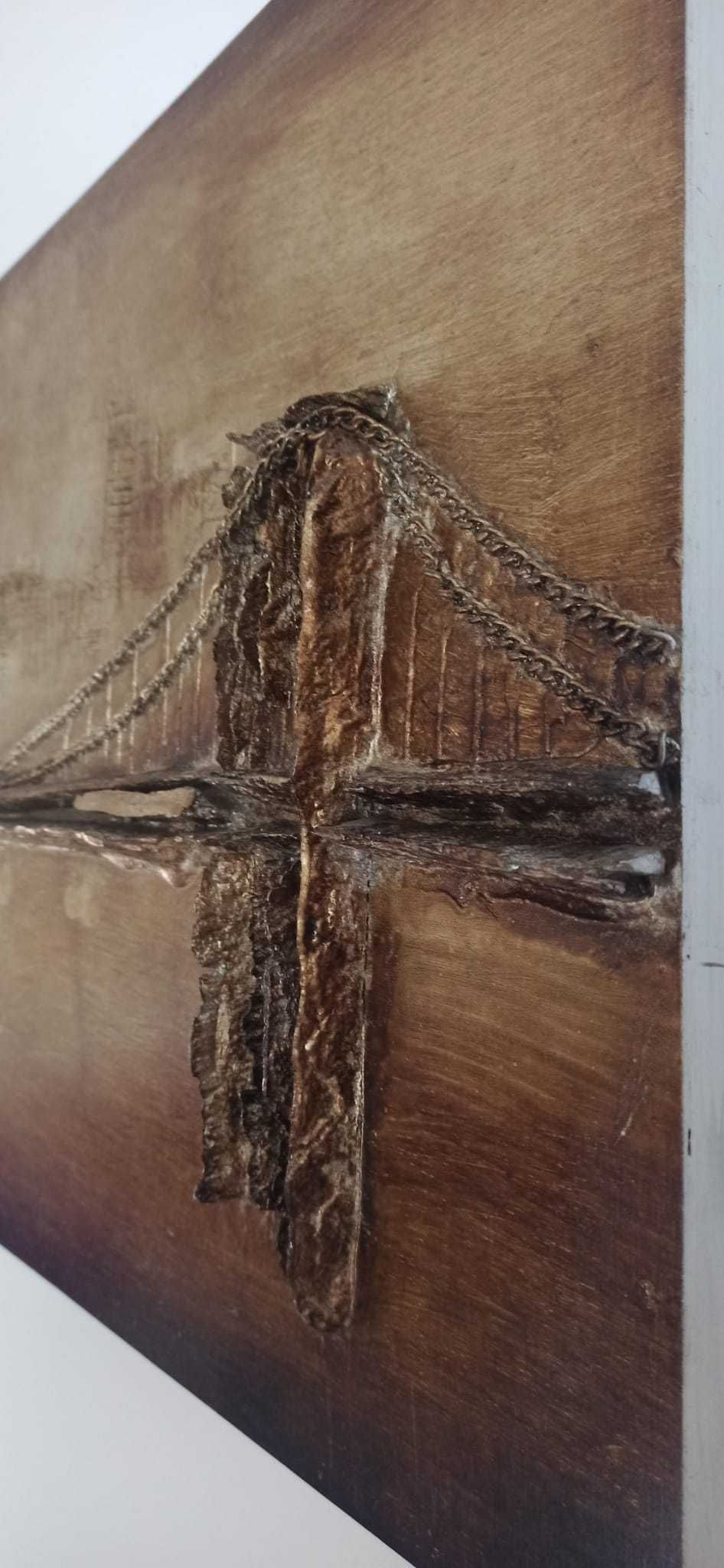 Obraz w kolorze złotym wyrażający most