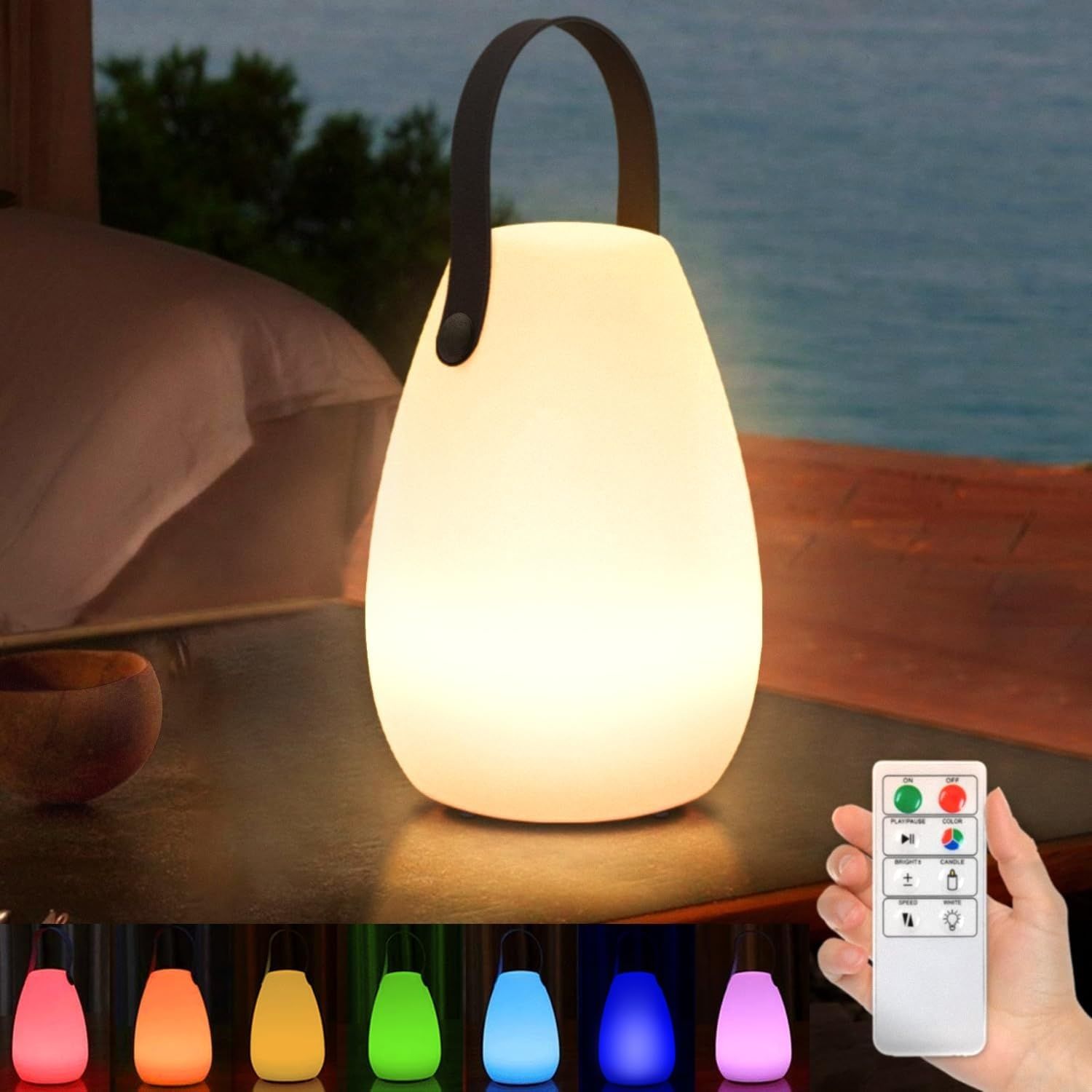Lampa LED, RGB przenośna, ściemniana, lampa stołowa z 8 kolorami.