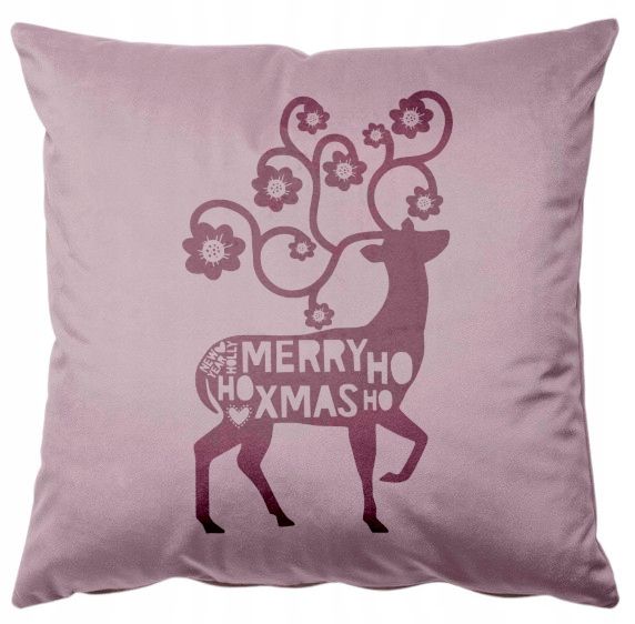 Świąteczna Poszewka welurowa + poduszka 40x40  Merry Christmas jeleń