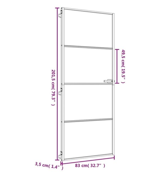 Drzwi wewnętrzne złote 83×201.5cm-szkło i aluminium