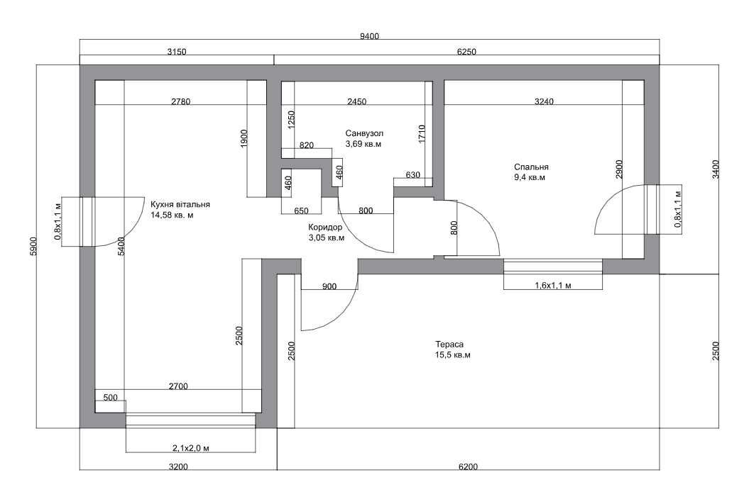 Modul House 40м2 + 15,5м2..Тераса -Для постійного проживання