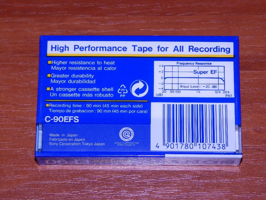 Аудио кассета Sony Super EF90 Япония 1988 запечатана