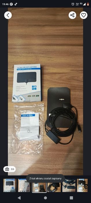 Antena TV ultra cienka,wewnętrzna, przenośna,ze wzmacniaczem.