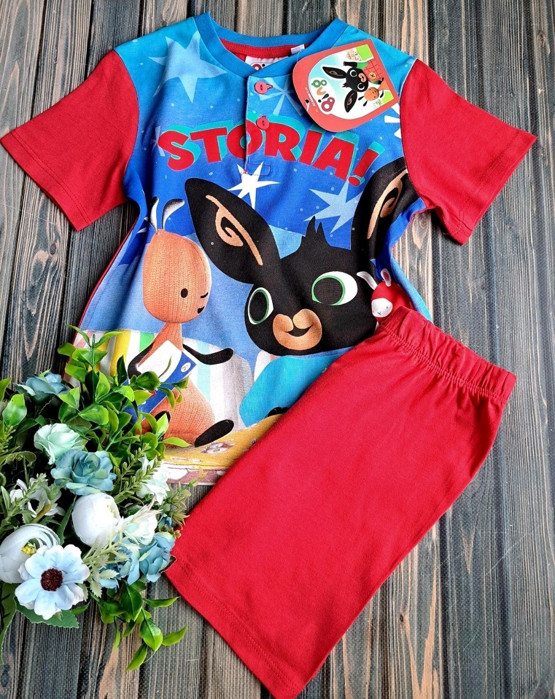 Piżama chłopięca komplet Królik Bing spodenki koszulka rozm. 110
