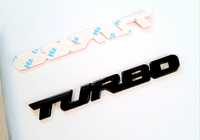 NOWY Emblemat TURBO 97mm czarny znaczek tuning
