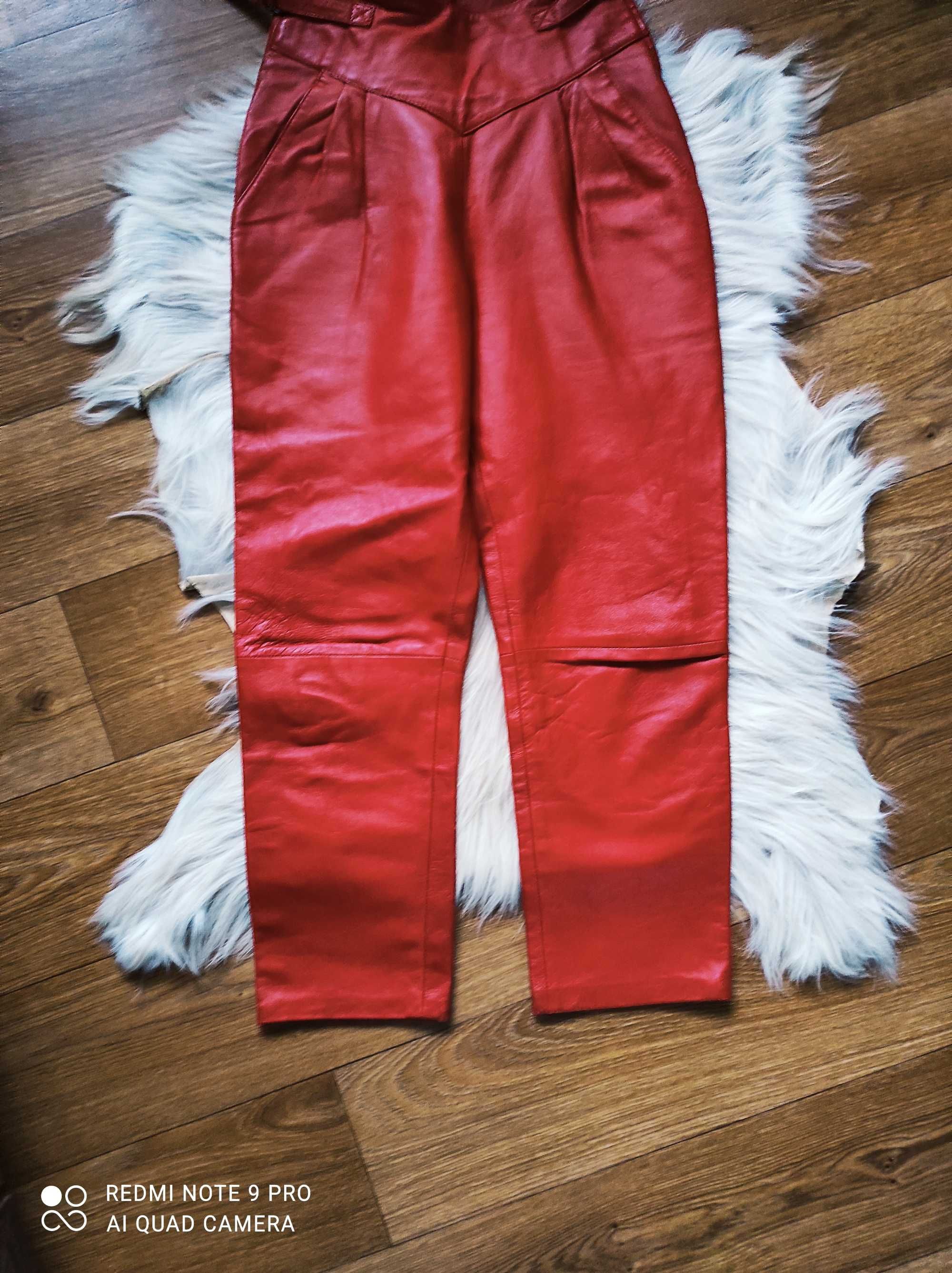 Штани брюки жіночі вінтаж шкіряні червоні кокетка ,38,s,m