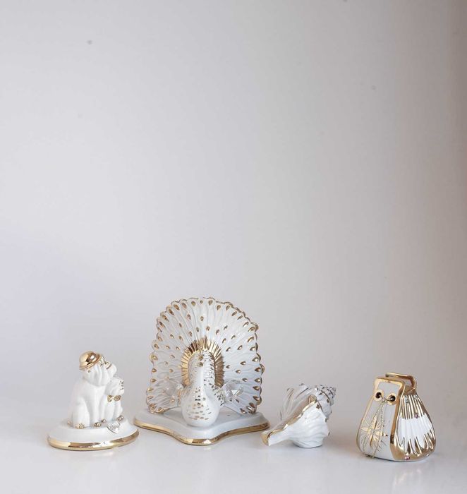 Conjunto quatro peças Capodimonte com cristais Swarovski