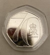 Платиновий ювілей Королеви 2022, Великобританія, 50 пенсів  з бюстом