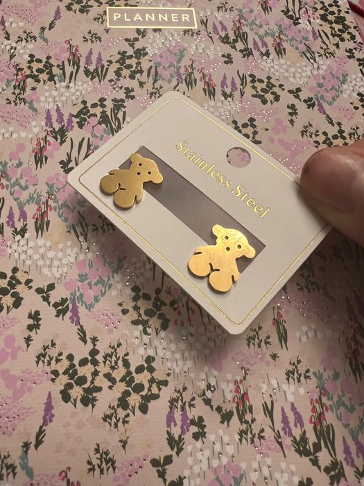 Urocze kolczyki złote misie  w stylu Tous