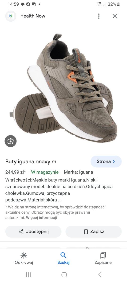 Męskie młodzieżowe buty Iguana Martes skóra 40