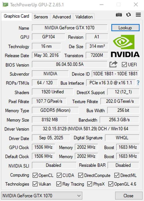 komp. PC: AMD Ryzen 5 3600, B450M AsRock, 16GB, NVMe, nVidia GTX 1070