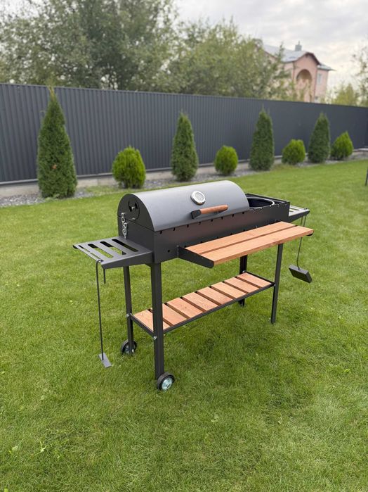 покращений варіант мангалу! гриль-барбекю, метал 5мм, з термометром!