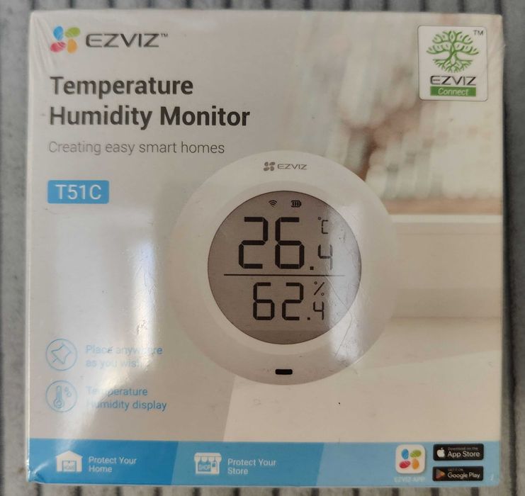 EZVIZ T51C – nowy czujnik temperatury i wilgotności, ekran 1,8" ZigBee
