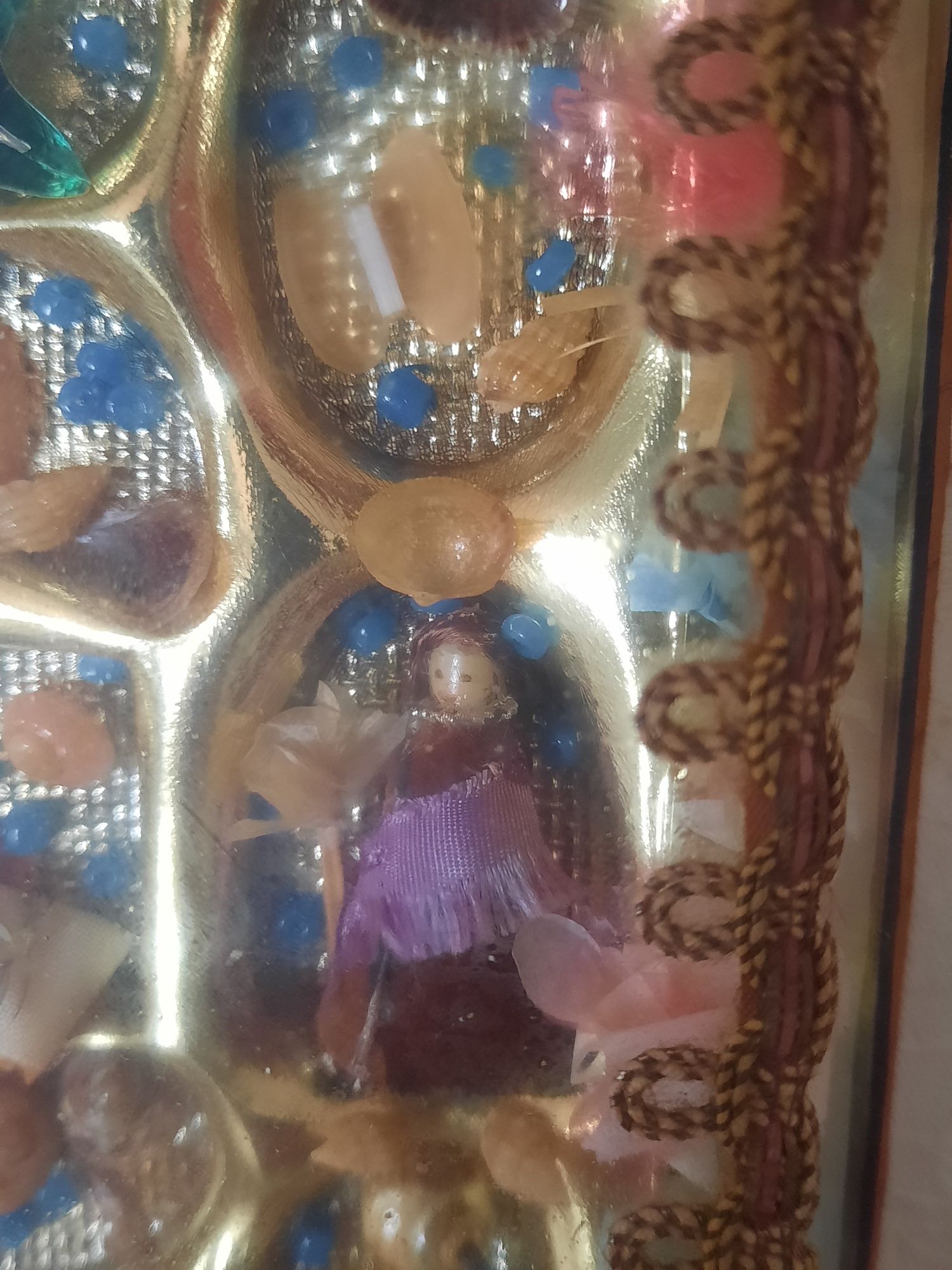 Registo antigo com sagrada familia em cera