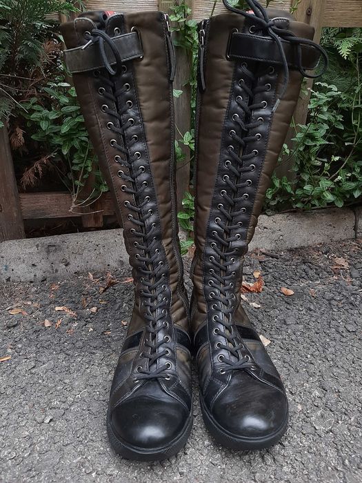 PRADA buty do jazdy konnej lub wysokie trampki w stylu rockowym