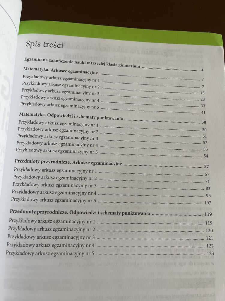 Egzamin gimnazjalny część matematyczno - przyrodnicza