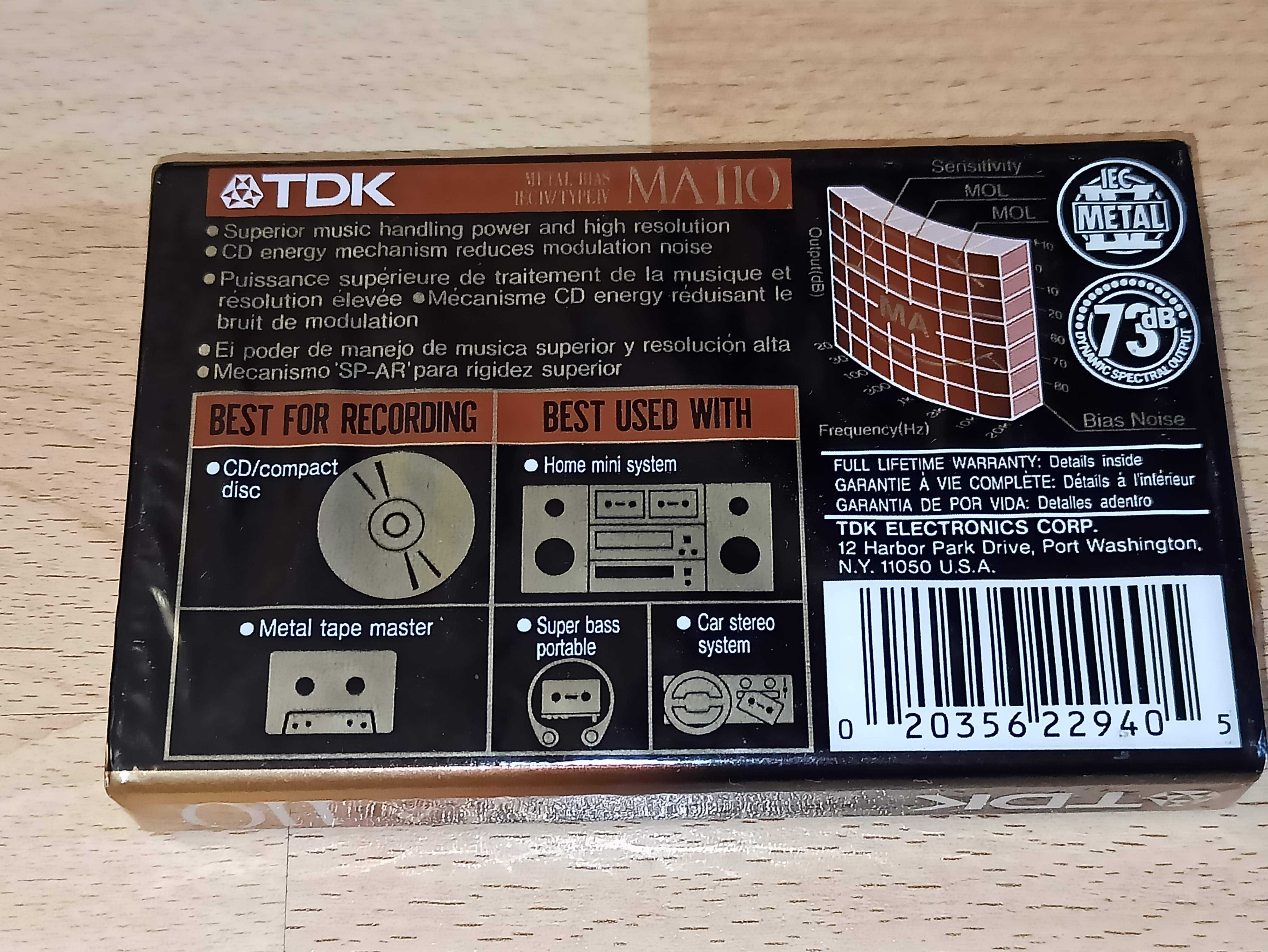 Кассеты / аудиокассеты TDK MА 110 (1992г) Тип ІV metal bias (US market