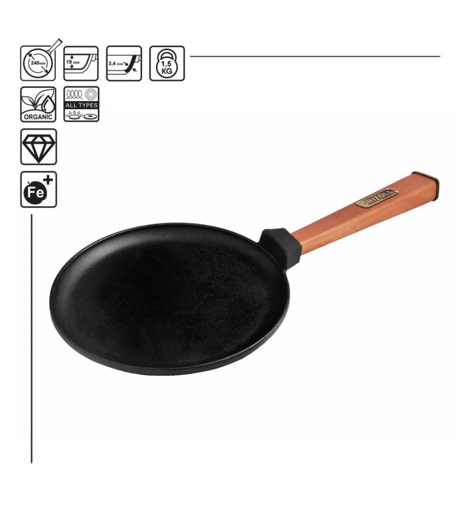 Сковорода для млинців чавунна Optima 240 х 15 мм