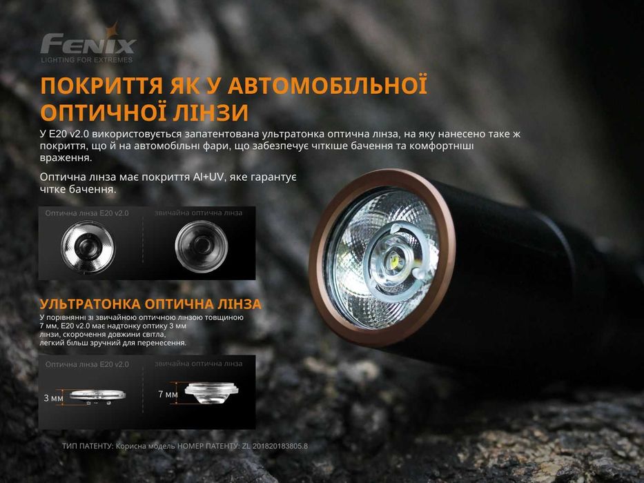 Fenix E20 V2.0 Ліхтар Ручний (350 Люмен 126 Метрів) ГАРАНТІЯ 5 РОКІВ!