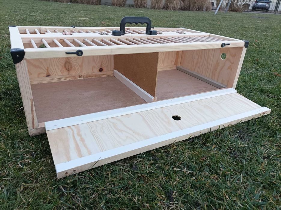 Kosz transportowy dla gołębi duży drewniany dzielony 80x40x23