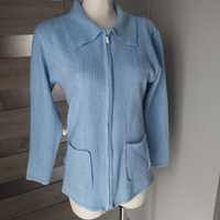 Bluzka sweter damski rozpinany niebieski z kołnierzykiem rozmiar 42