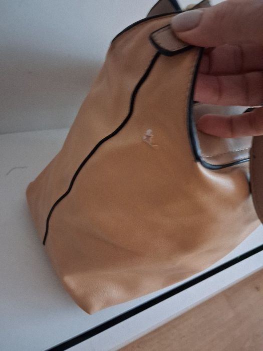 Torebka torba duża pomiestna beżowa włoska sze ok 35 cm