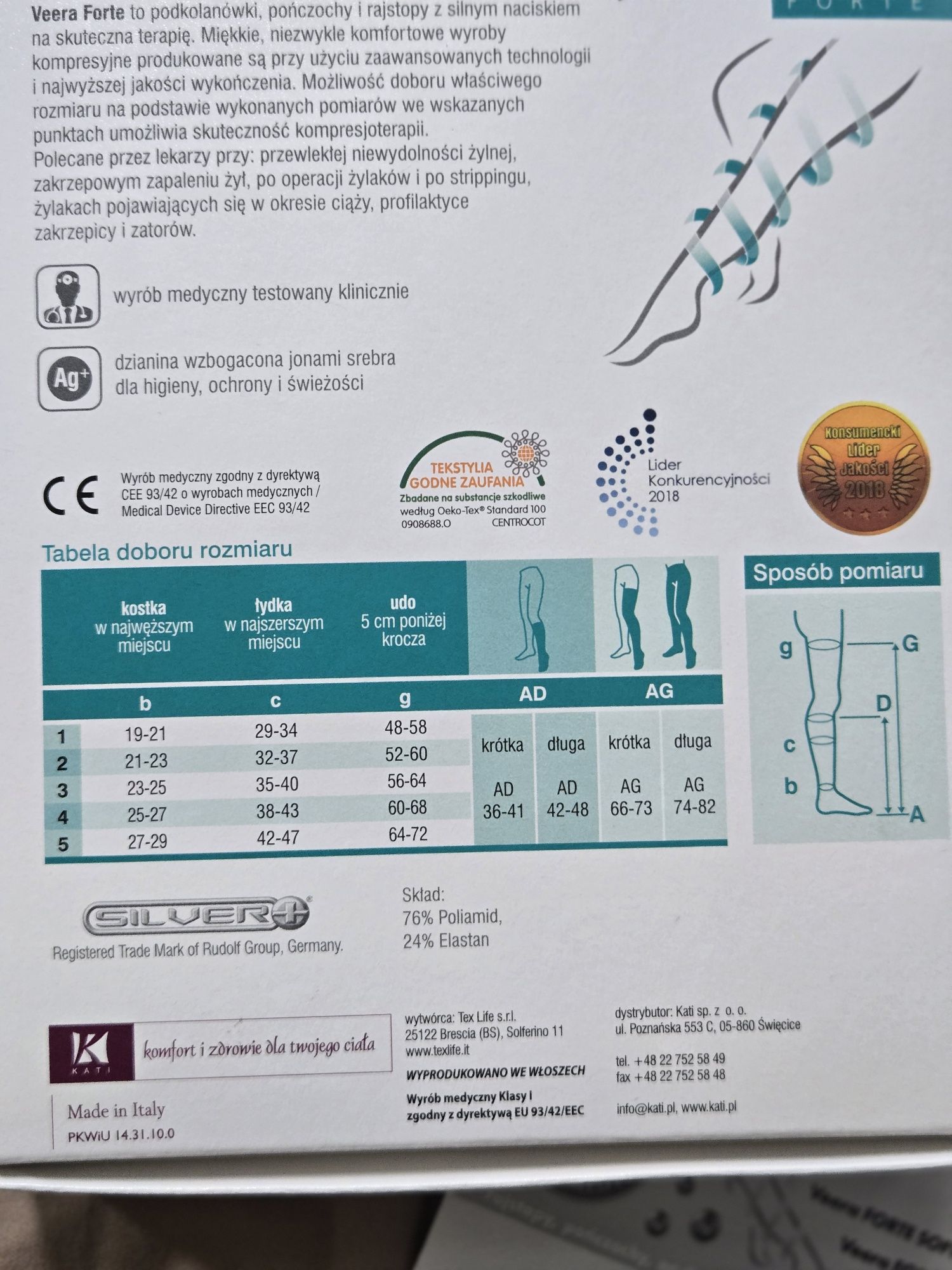 Pończochy samonośne, uciskowe Veera - odkryte palce