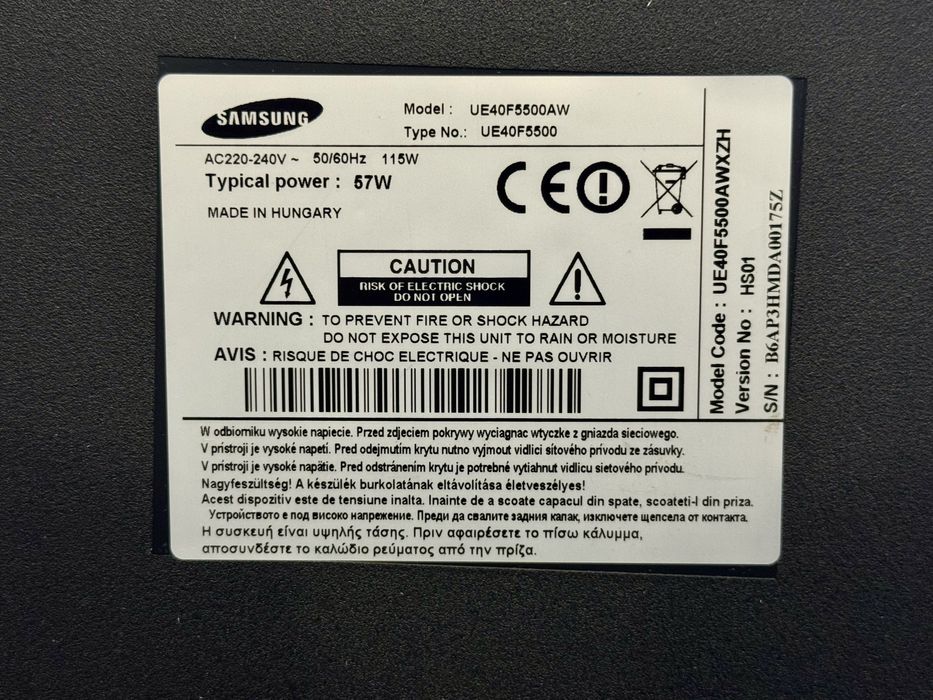 Telewizor Samsung 40cali - You tube - DVBT2 - UE40F5500AW