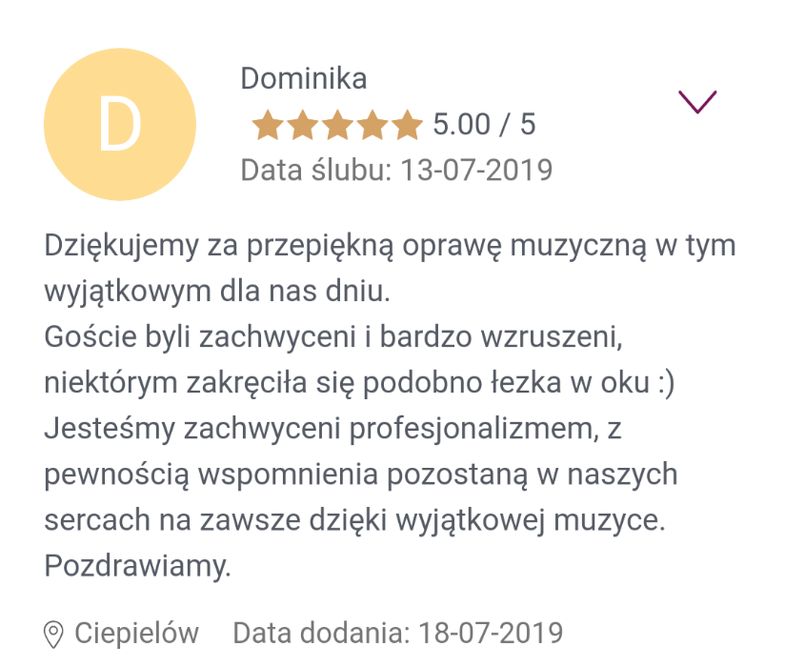 Wokal i skrzypce - profesjonalna oprawa ślubu!