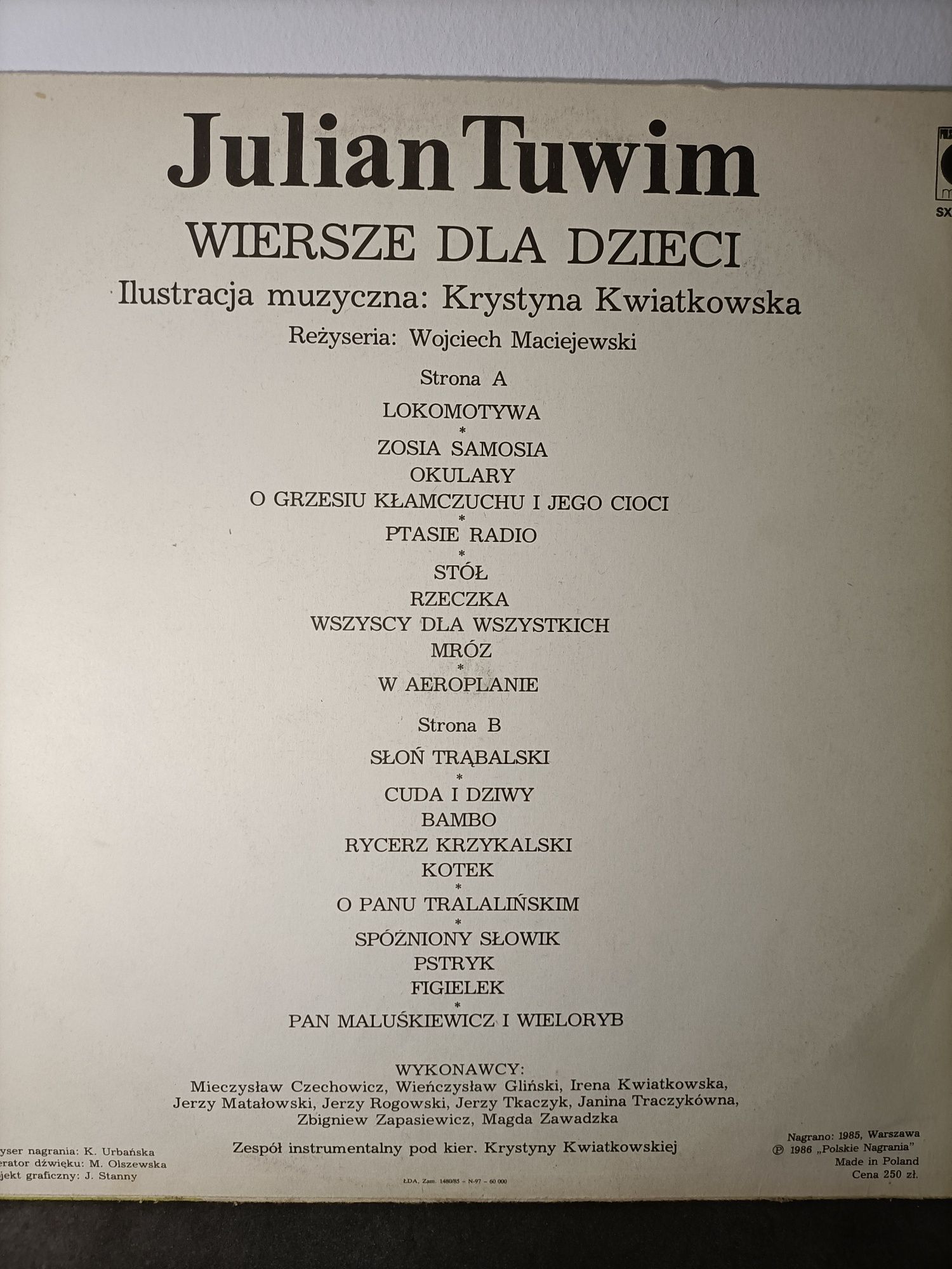 Płyta winylowa Julian Tuwim wiersze dla dzieci