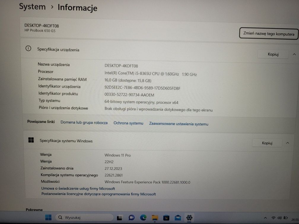 HP probook650 G5 + baza