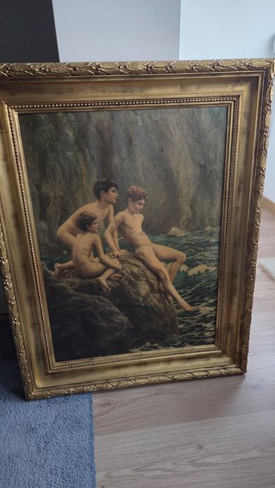 Moldura dourada e pintura antiga