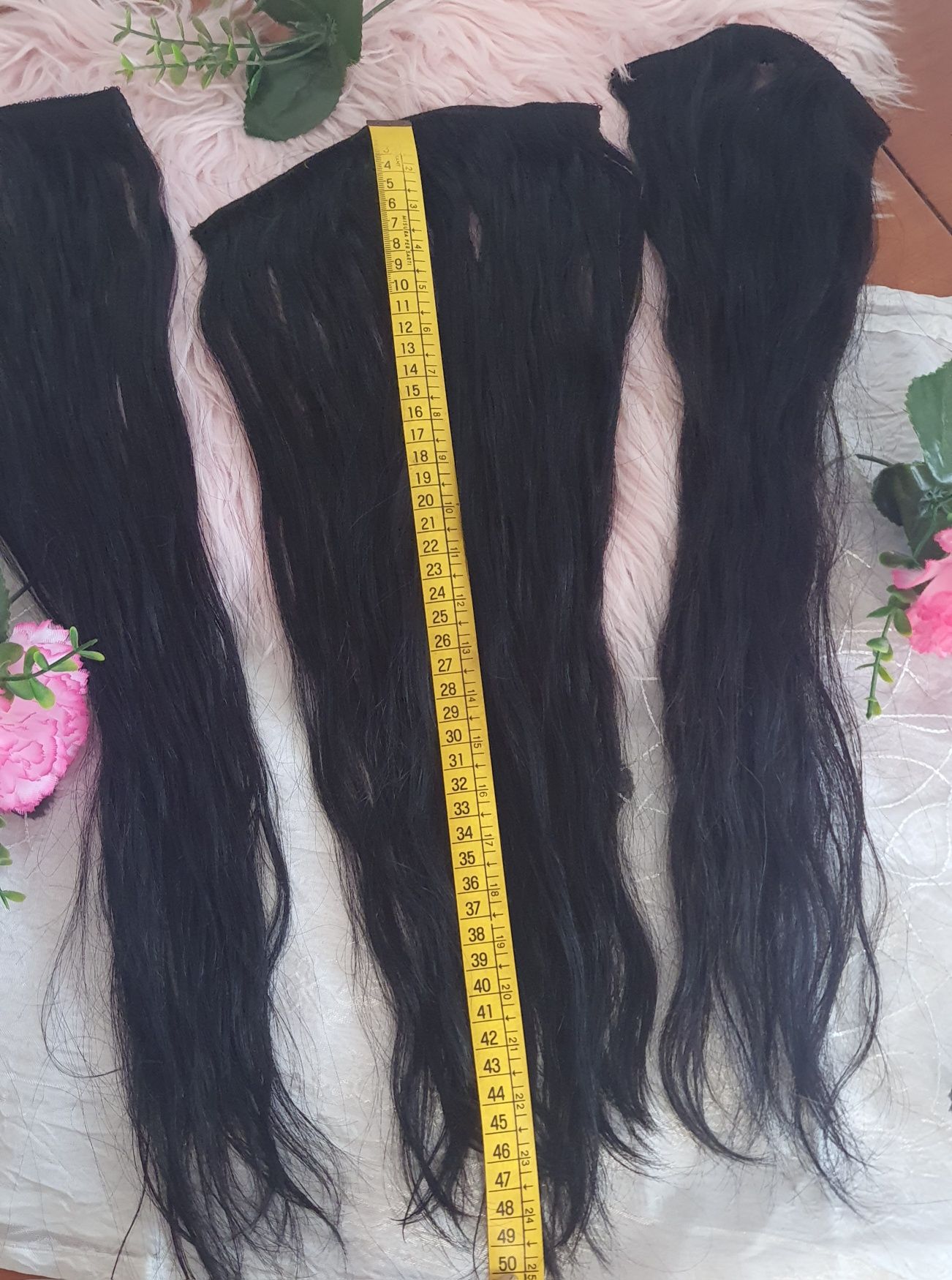 Mega hair tic tac de Cabelo Humano Natural – Liso Molhado, Cor Preto