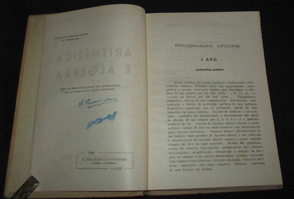 Livro Aritmética e Álgebra Francisco Ferreira Neves