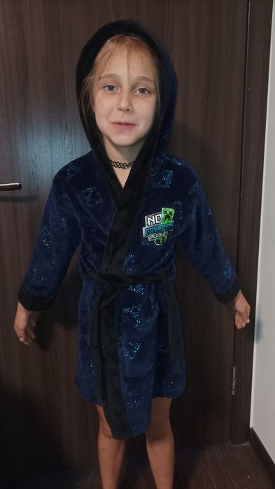 Детский теплый плюшевый худи толстовка халат Minecraft