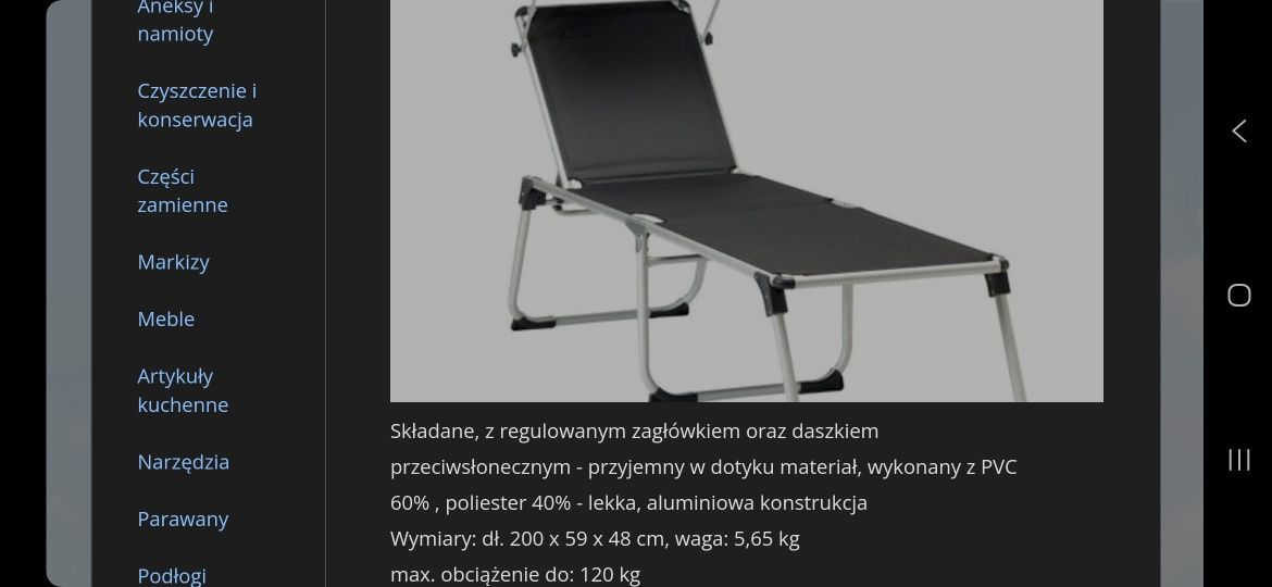 Łóżko plażowe Leżak isabella
