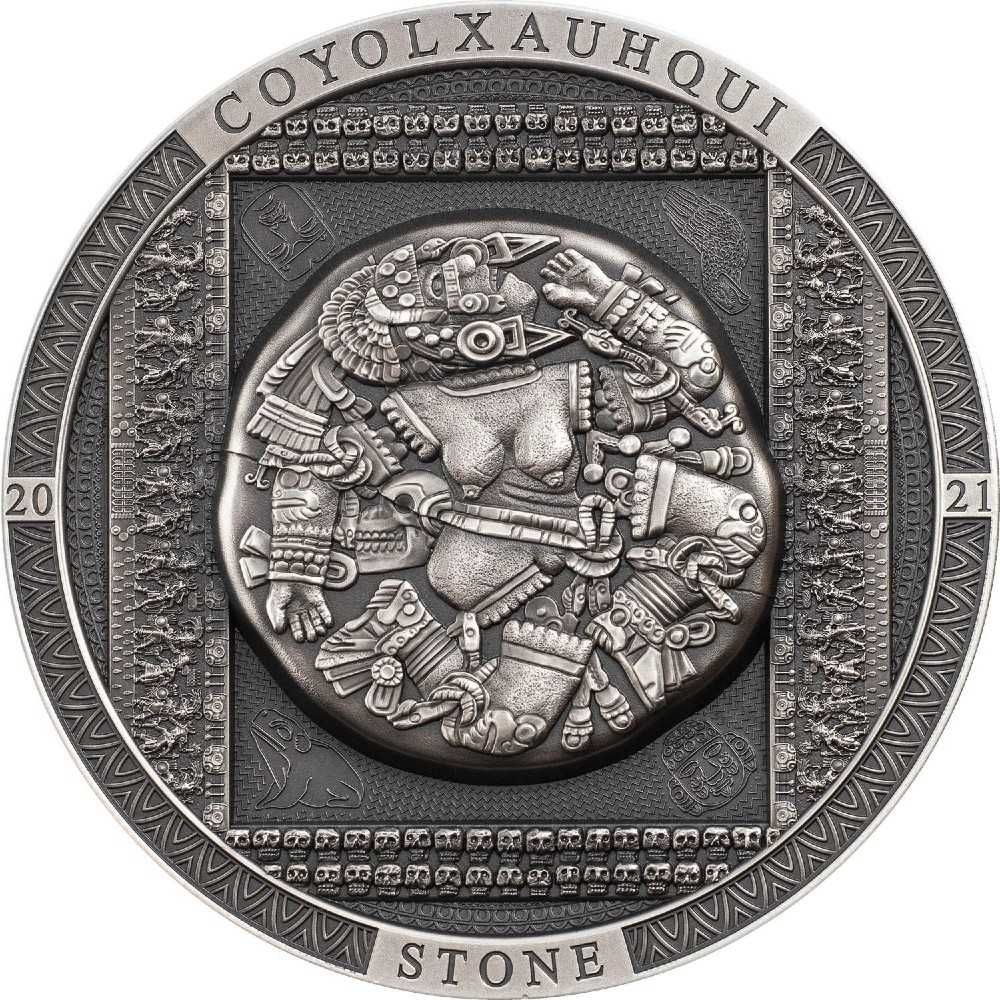 COYOLXAUHQUI STONE Antiqued Archeology Symbolism Cook Islands 2021