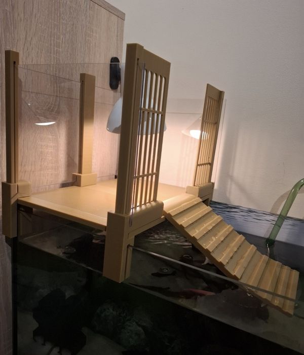 Wyspa 3D dla żółwia – nakładana na akwarium | trwała, naturalna, polsk