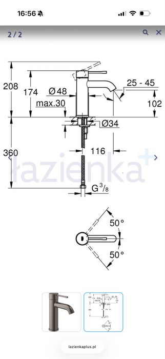 Grohe bateria umywalkowa mat hard graphite brushed