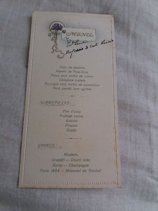 Menu de festa de 1918