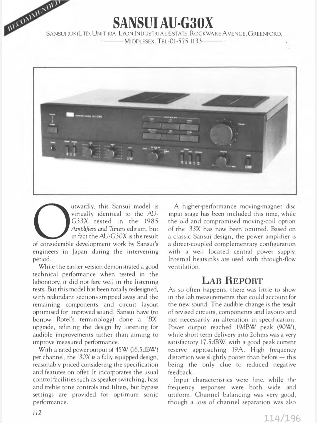 Wzmaciacz Sansui A-UG30X