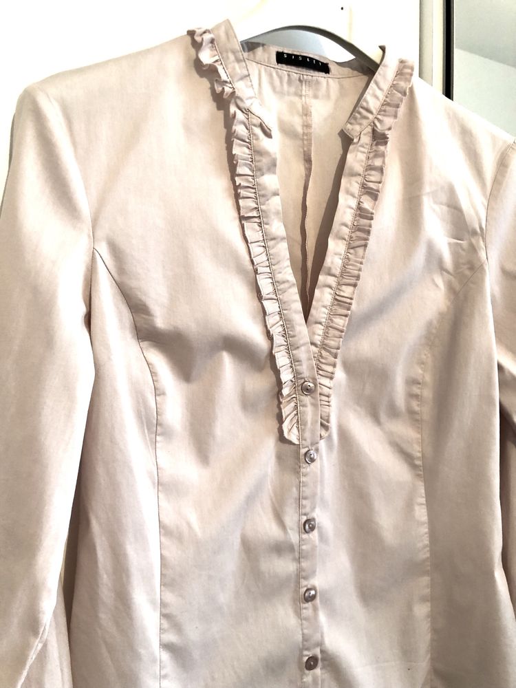 Sisley bluzka koszulowa z falbanką S
