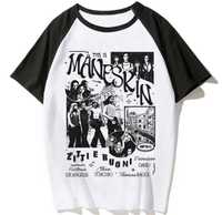 Bluzka biala czarna Maneskin zespół koszula t-shirt rozm m/l