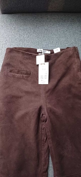 Spodnie z naturalnej skóry/zamsz/ Reserved XS brązowe
