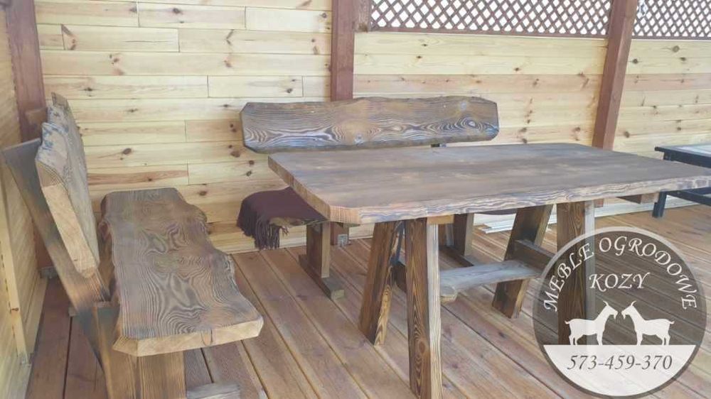 NOWY CENNIK Meble ogrodowe drewniane góralskie. Lite drewno ławka stół